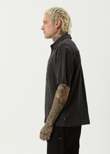 AFENDS Mens Dusk - Seersucker Check Shirt - Black Check - Afends mens dusk   seersucker check shirt   black check