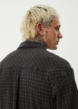AFENDS Mens Dusk - Seersucker Check Shirt - Black Check - Afends mens dusk   seersucker check shirt   black check