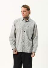 AFENDS Mens Bats - Oversized Striped Long Sleeve Shirt - Fuel - Afends mens bats   oversized striped long sleeve shirt   fuel