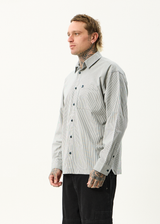 AFENDS Mens Bats - Oversized Striped Long Sleeve Shirt - Fuel - Afends mens bats   oversized striped long sleeve shirt   fuel