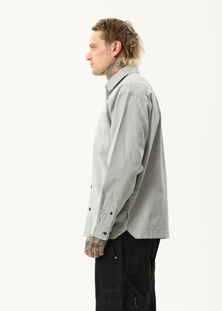 AFENDS Mens Bats - Oversized Striped Long Sleeve Shirt - Fuel