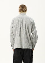 AFENDS Mens Bats - Oversized Striped Long Sleeve Shirt - Fuel - Afends mens bats   oversized striped long sleeve shirt   fuel
