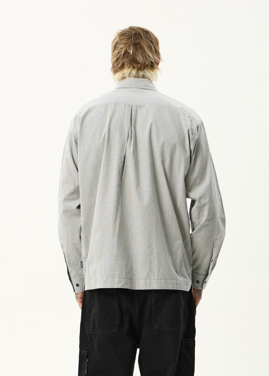 AFENDS Mens Bats - Oversized Striped Long Sleeve Shirt - Fuel