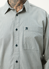AFENDS Mens Bats - Oversized Striped Long Sleeve Shirt - Fuel - Afends mens bats   oversized striped long sleeve shirt   fuel