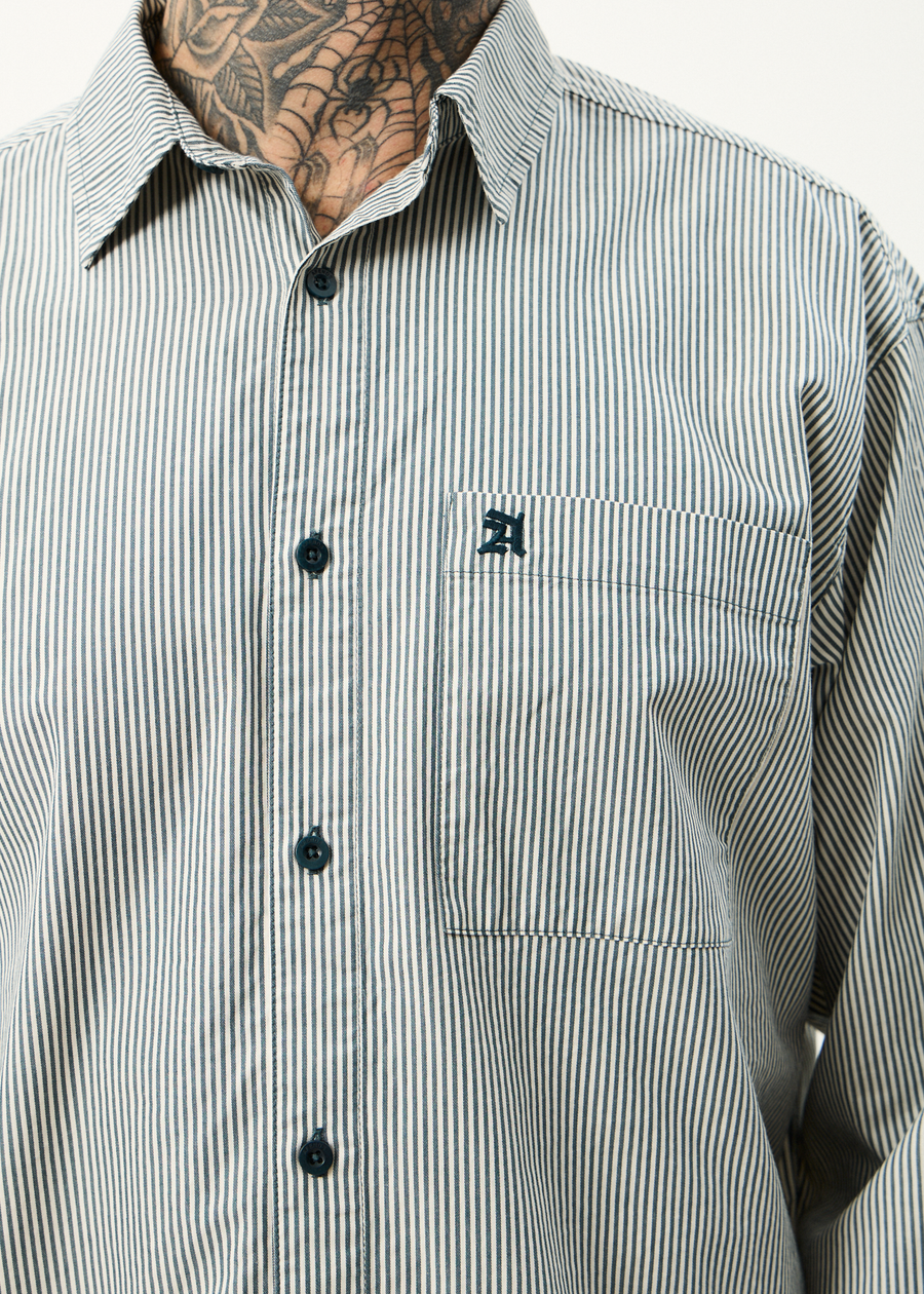 AFENDS Mens Bats - Oversized Striped Long Sleeve Shirt - Fuel