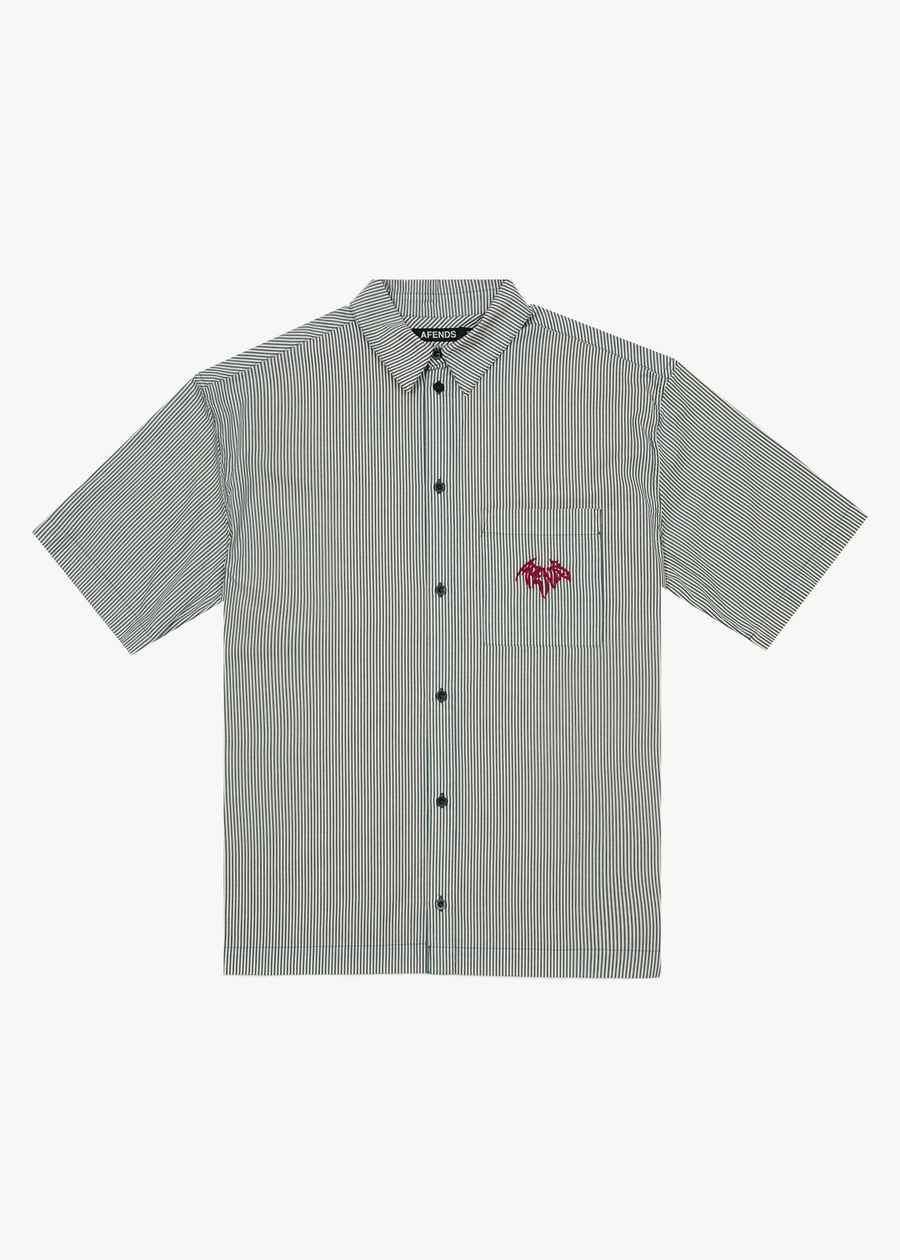 AFENDS Mens Bats - Striped Short Sleeve Shirt - Fuel