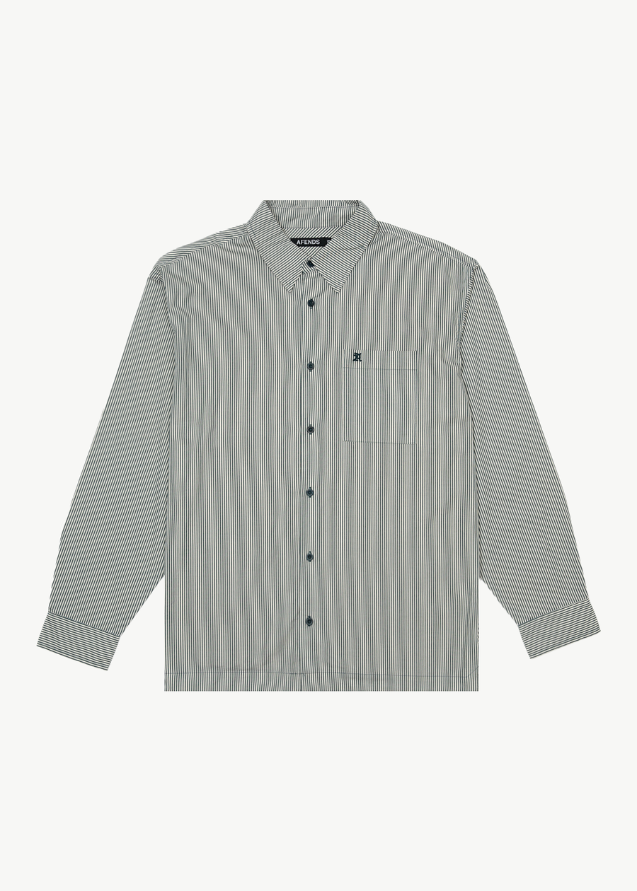 AFENDS Mens Bats - Oversized Striped Long Sleeve Shirt - Fuel