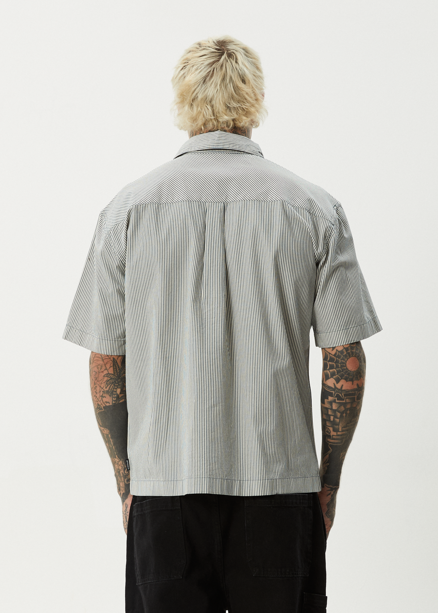 AFENDS Mens Bats - Striped Short Sleeve Shirt - Fuel