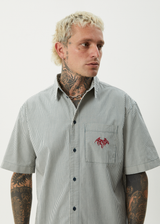 AFENDS Mens Bats - Striped Short Sleeve Shirt - Fuel - Afends mens bats   striped short sleeve shirt   fuel