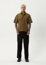 AFENDS Mens Challenger - Check Short Sleeve Shirt - Elmwood - Afends mens challenger   check short sleeve shirt   elmwood