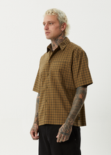 AFENDS Mens Challenger - Check Short Sleeve Shirt - Elmwood - Afends mens challenger   check short sleeve shirt   elmwood