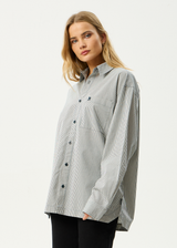 AFENDS Mens Bats - Oversized Striped Long Sleeve Shirt - Fuel - Afends mens bats   oversized striped long sleeve shirt   fuel