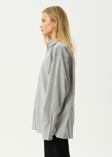 AFENDS Mens Bats - Oversized Striped Long Sleeve Shirt - Fuel - Afends mens bats   oversized striped long sleeve shirt   fuel
