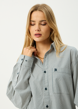 AFENDS Mens Bats - Oversized Striped Long Sleeve Shirt - Fuel - Afends mens bats   oversized striped long sleeve shirt   fuel