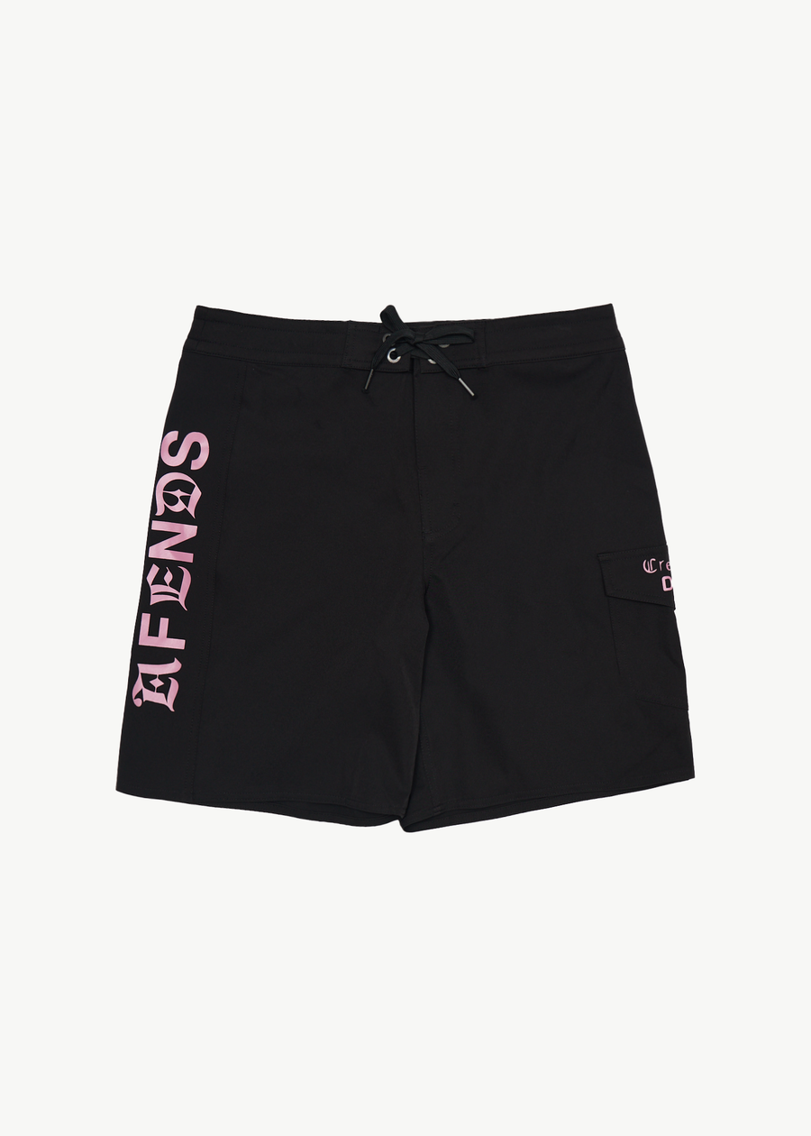 AFENDS Mens Mix Up - Surf Related V2 Boardshort 18" - Black