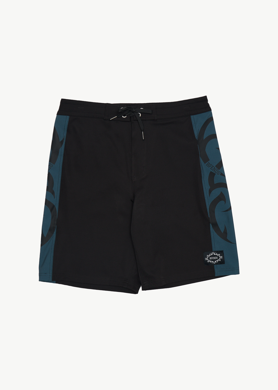 AFENDS Mens My Tribe - Surf Related V2 Boardshort 20" - Black
