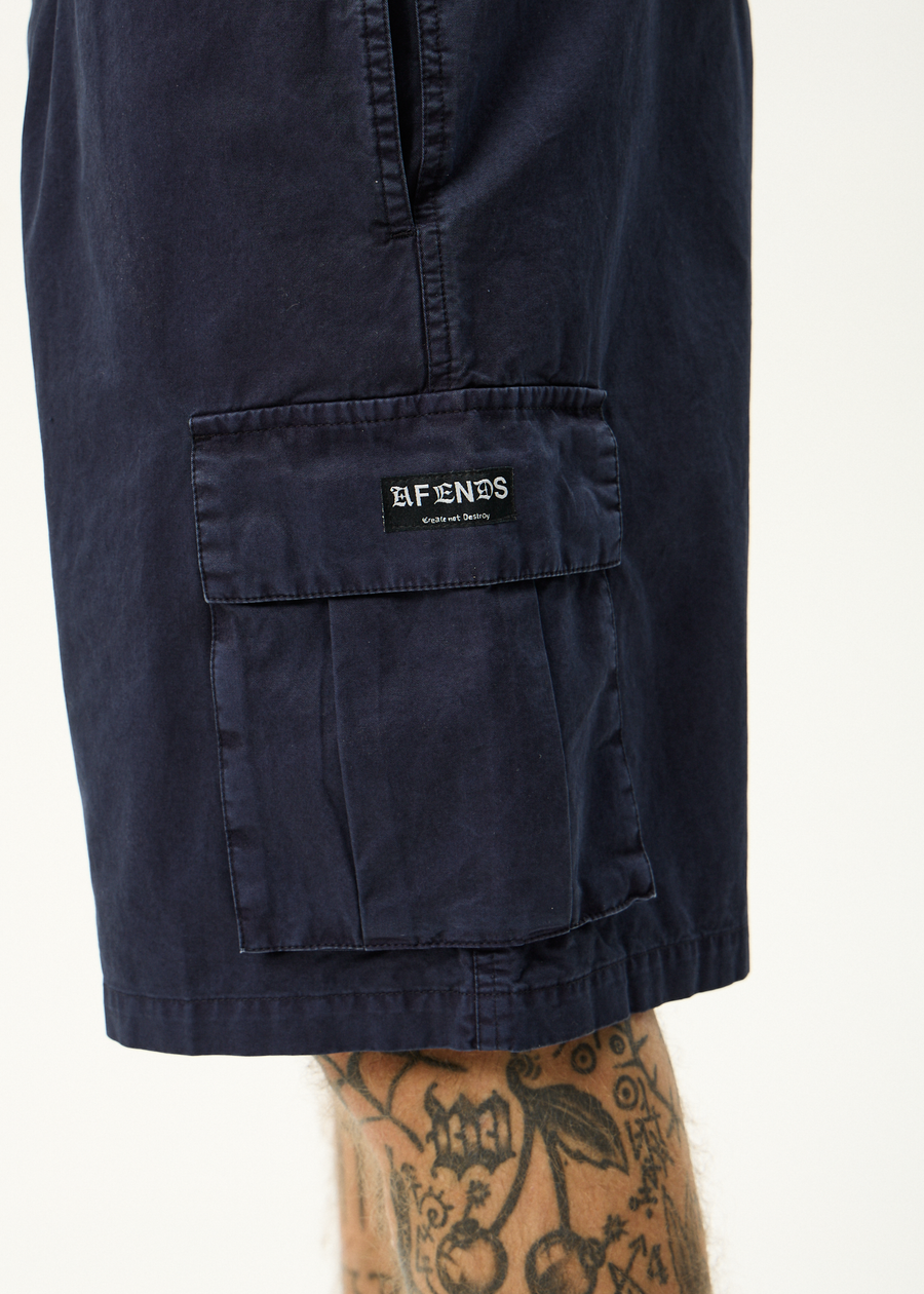 AFENDS Mens Overdie - Oversized Cargo Short 20" - Deep Sea