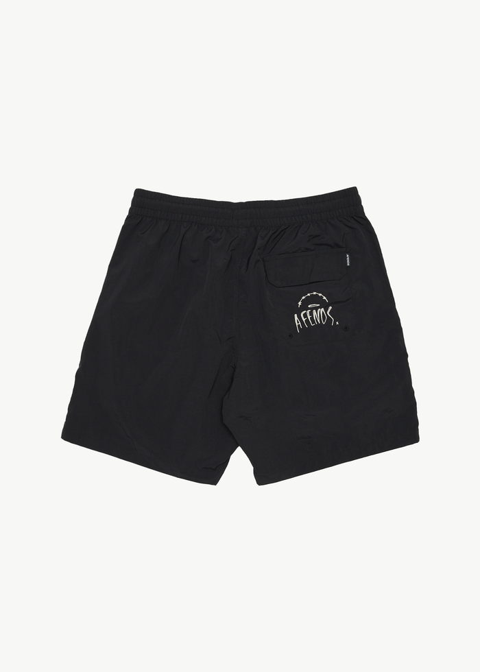 AFENDS Mens Trayback - Baywatch Swim Short 18" - Black