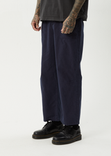 AFENDS Mens Overdie Glider - Overdyed Pleated Pant - Deep Sea - Afends mens overdie glider   overdyed pleated pant   deep sea