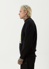 AFENDS Mens Sadworld - Crew Neck Jumper - Black - Afends mens sadworld   crew neck jumper   black