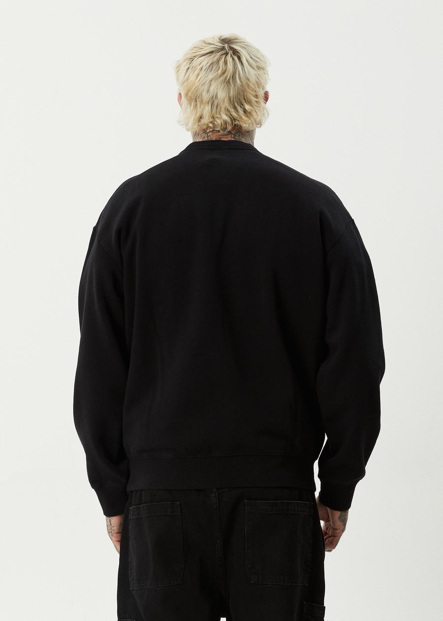 AFENDS Mens Sadworld - Crew Neck Jumper - Black