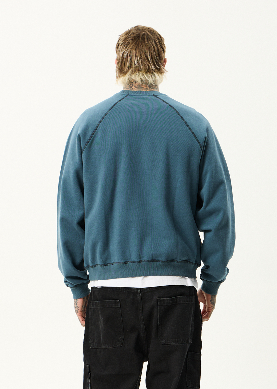 AFENDS Mens Spinal - Raglan Crew Neck Jumper - Fuel