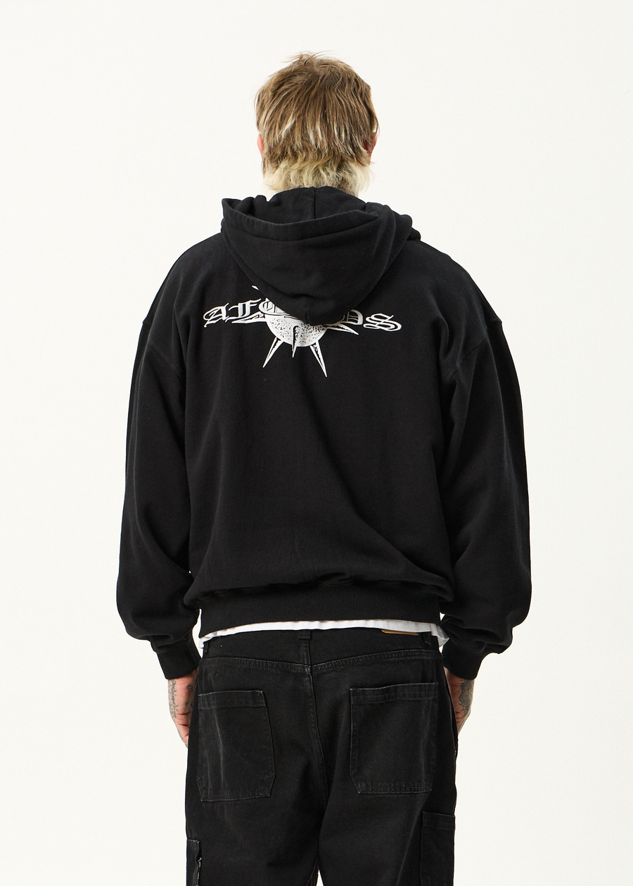 AFENDS Mens Spiked - Zip Hood - Black