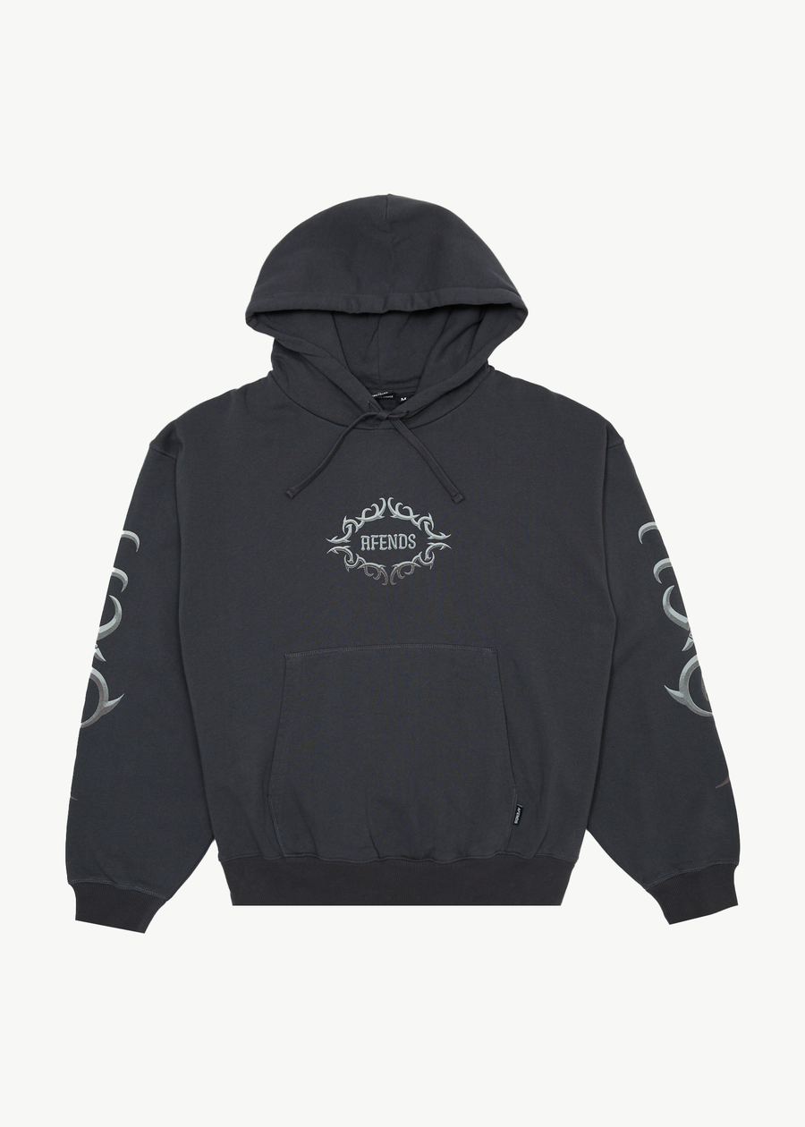 AFENDS Mens My Tribe - Boxy Hoodie - Charcoal