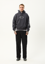 AFENDS Mens My Tribe - Boxy Hoodie - Charcoal - Afends mens my tribe   boxy hoodie   charcoal