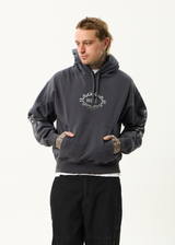 AFENDS Mens My Tribe - Boxy Hoodie - Charcoal - Afends mens my tribe   boxy hoodie   charcoal