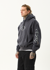 AFENDS Mens My Tribe - Boxy Hoodie - Charcoal - Afends mens my tribe   boxy hoodie   charcoal