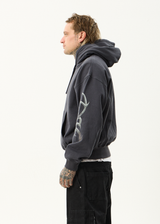 AFENDS Mens My Tribe - Boxy Hoodie - Charcoal - Afends mens my tribe   boxy hoodie   charcoal