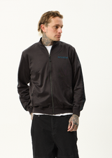 AFENDS Mens Spinal - Track Zip Up Jacket - Black - Afends mens spinal   track zip up jacket   black