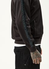 AFENDS Mens Spinal - Track Zip Up Jacket - Black - Afends mens spinal   track zip up jacket   black