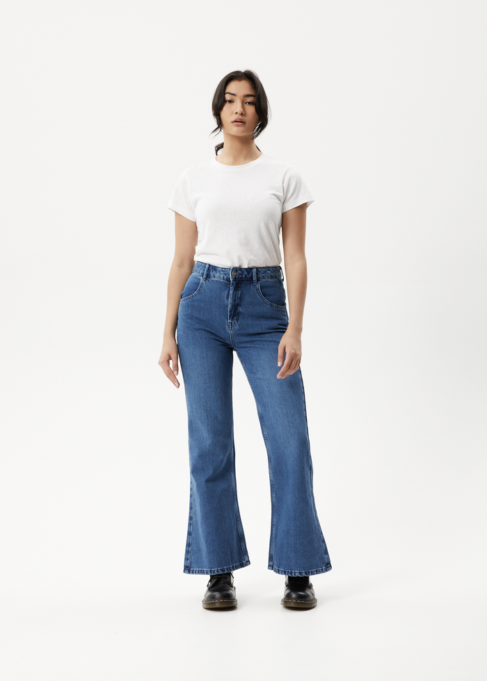 AFENDS Womens Marsha - Denim Slim Flared Jean - Authentic Blue