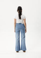 AFENDS Womens Marsha - Denim Slim Flared Jean - Worn Blue - Afends womens marsha   denim slim flared jean   worn blue