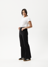 AFENDS Womens Marsha - Denim Slim Flared Jean - Washed Black - Afends womens marsha   denim slim flared jean   washed black