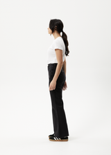 AFENDS Womens Marsha - Denim Slim Flared Jean - Washed Black - Afends womens marsha   denim slim flared jean   washed black