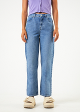 AFENDS Womens Shelby - Denim Wide Leg Jean Long - Worn Blue - Afends womens shelby   denim wide leg jean long   worn blue