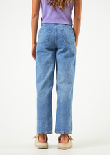 AFENDS Womens Shelby - Denim Wide Leg Jean Long - Worn Blue - Afends womens shelby   denim wide leg jean long   worn blue