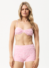 AFENDS Womens Rhye - Terry Bikini Top - Powder Pink - Afends womens rhye   terry bikini top   powder pink 