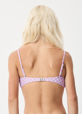 AFENDS Womens Carlo  -  Check Bandeau Bikini Top - Candy - Afends womens carlo   check bandeau bikini top   candy