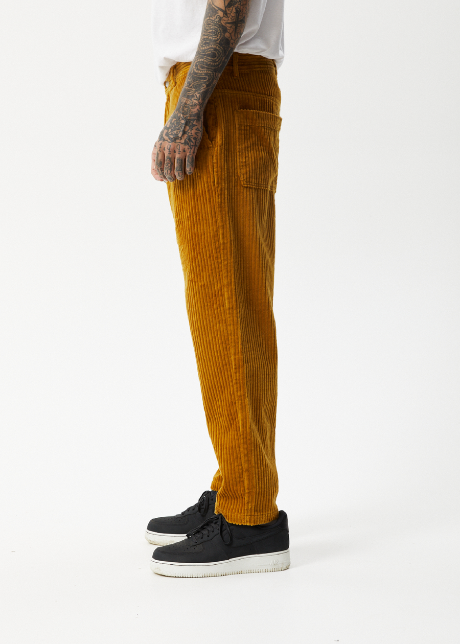 AFENDS Mens Waterfall Ninety Twos - Corduroy Relaxed Pant - Mustard