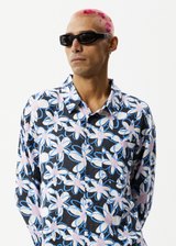 AFENDS Mens Waterfall - Long Sleeve Shirt - Stone Black - Afends mens waterfall   long sleeve shirt   stone black 