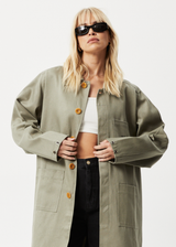 AFENDS Unisex Oracle - Trench Coat - Olive - Afends unisex oracle   trench coat   olive 
