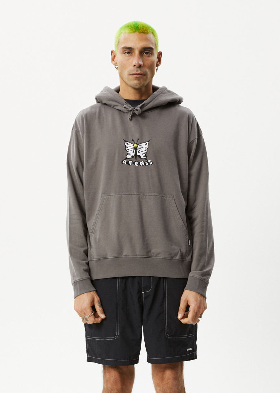 AFENDS Mens Fly Free - Graphic Hoodie - Steel 