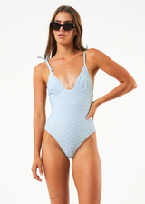 AFENDS Womens Underworld - Tie One Piece Swimsuit - Powder Blue - Afends womens underworld   tie one piece swimsuit   powder blue 
