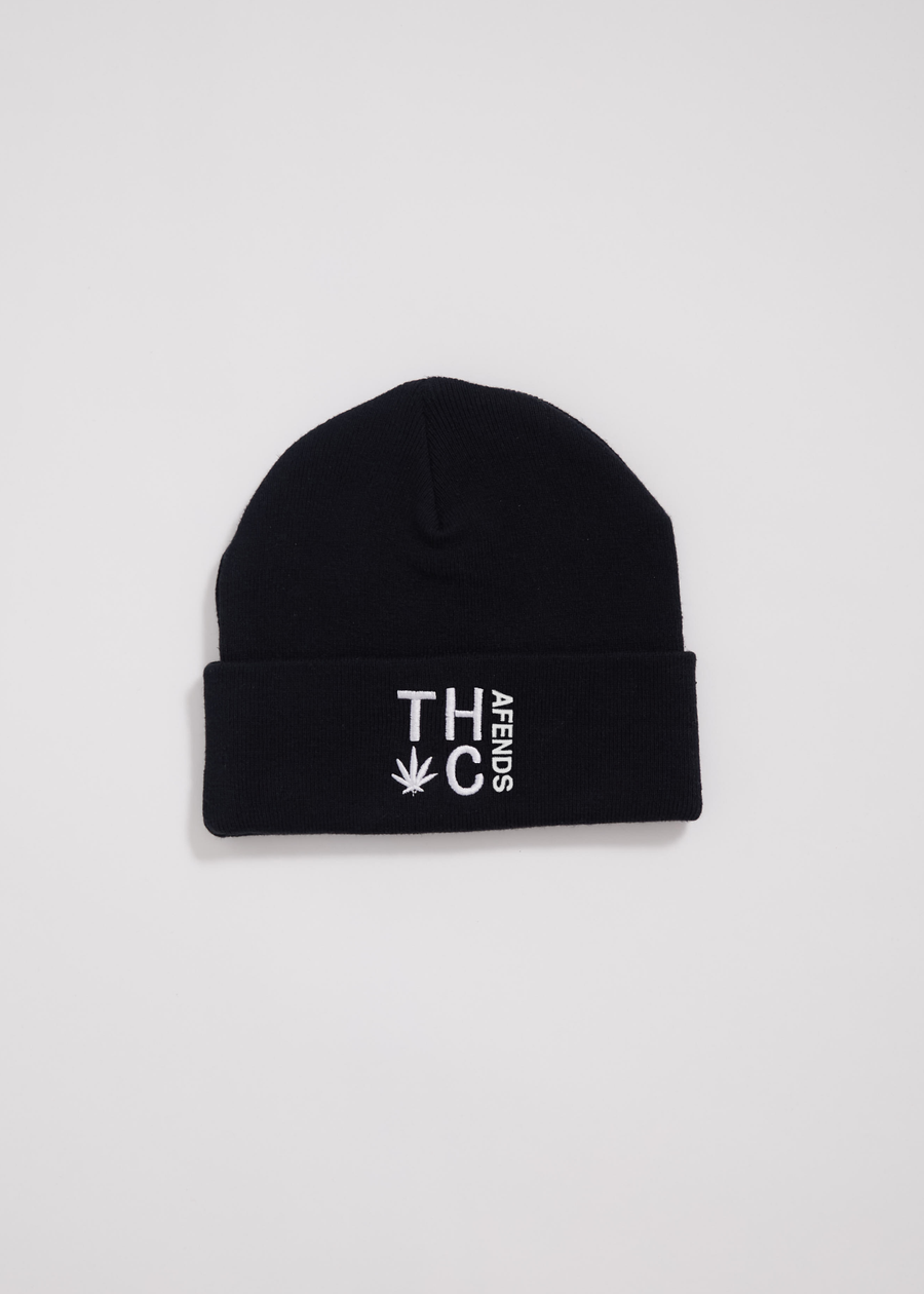 AFENDS Unisex Rolled Up - Beanie - Black A216606-BLK-OS