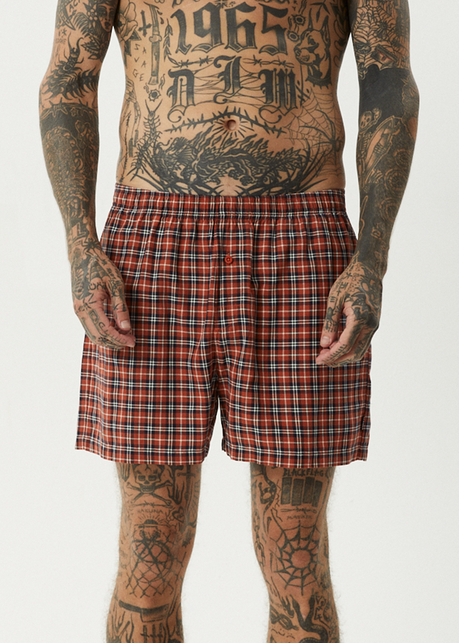 AFENDS Mens Wrecked - Boxer Short - Terra