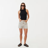 AFENDS Womens Seventy Threes - Denim High Waisted Short - Faded Cement - Afends womens seventy threes   denim high waisted short   faded cement